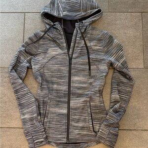 Lululemon size 6  Striped Gray Zip-Up Hoodie